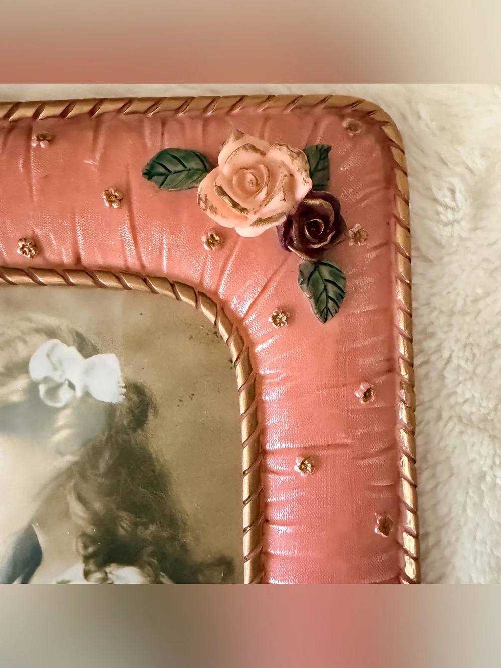 Vintage Beauty Rose 3D Pink Floral Picture Frame 5x7 w/ Original Box Coquette